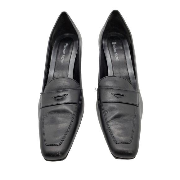 Etienne Aigner Womens Labelle Pumps Black Leather Penny Loafers Shoes Sz 8.5M - Picture 2 of 8